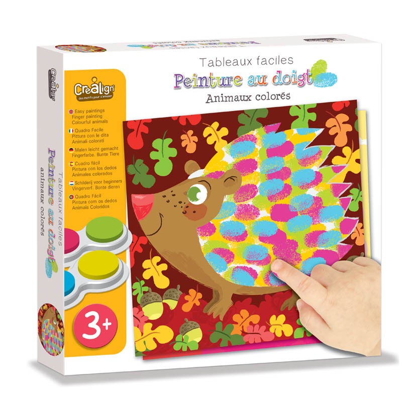 Créa Lign' - Tableaux Faciles, Peinture au doigt "Animaux colorés"
