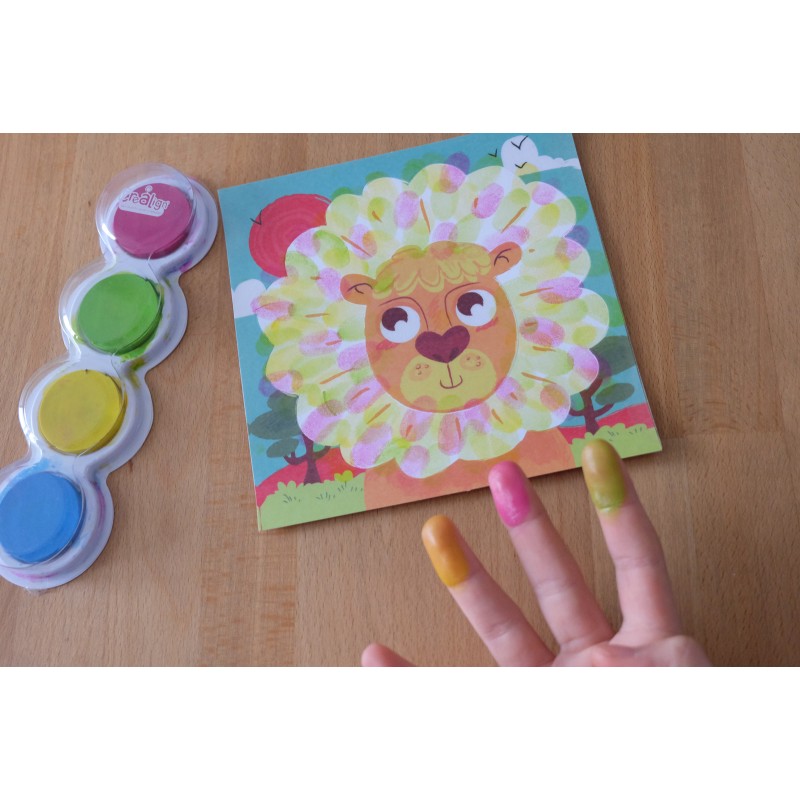 Créa Lign' - Tableaux Faciles, Peinture au doigt "Animaux colorés"